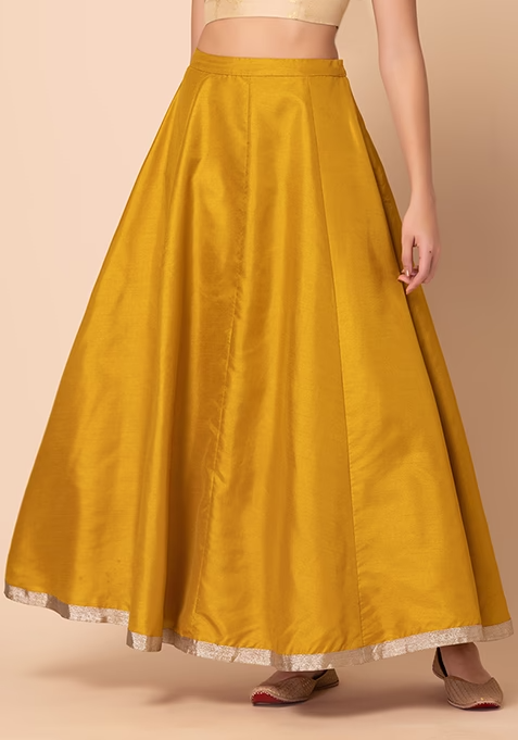 Mustard Yellow Kalidar Lehenga Skirt - Image 3