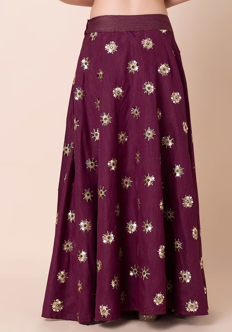Purple Sequin Boota Embroidered Lehenga Skirt - Image 4